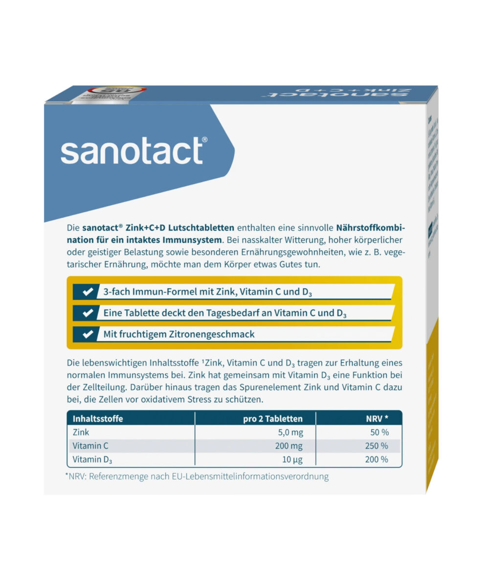 Sanotact Pastilles Zinc + C + D 20 pièces, 34 g_2